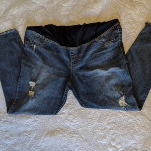 Maternity Crossover Panel Distressed Jeggings